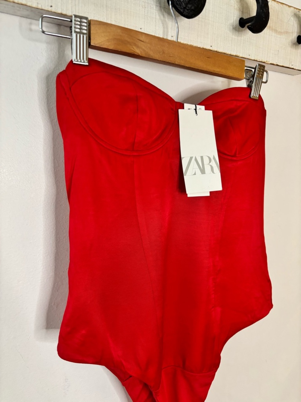 Zara Red Strapless Bustier Top NWT - Picture 4 of 11